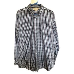 Duluth Trading Wrinkle Fighter Plaid Button Trim Fit Shirt Cotton Mens L EUC